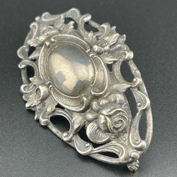 Vintage silver plated art nouveau style brooch pin - Picture 2 of 4